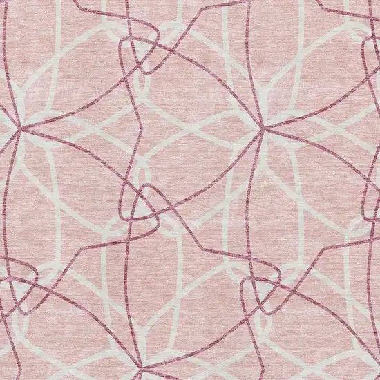Pink And Ivory Geometric Washable Area Rug With UV Protection Photo 2