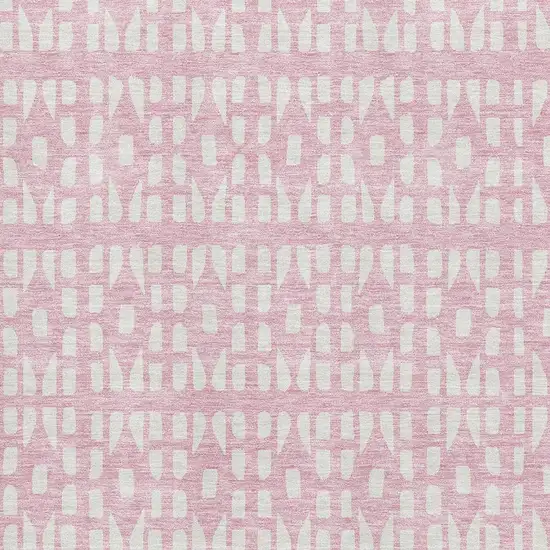 Pink And Ivory Geometric Washable Area Rug With UV Protection Photo 2