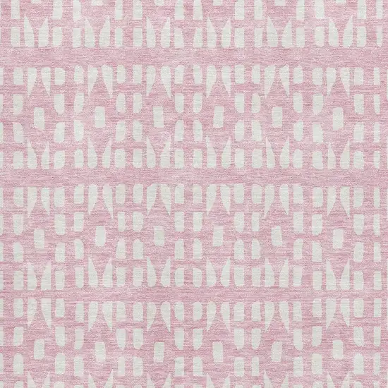 Pink And Ivory Geometric Washable Area Rug With UV Protection Photo 2
