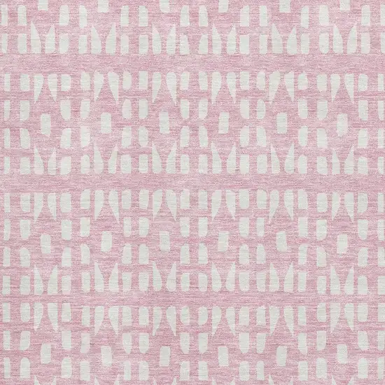 Pink And Ivory Geometric Washable Area Rug With UV Protection Photo 2