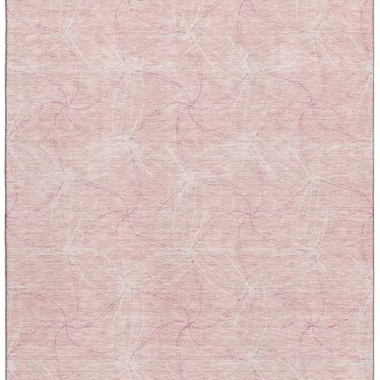 Pink And Ivory Geometric Washable Area Rug With UV Protection Photo 3