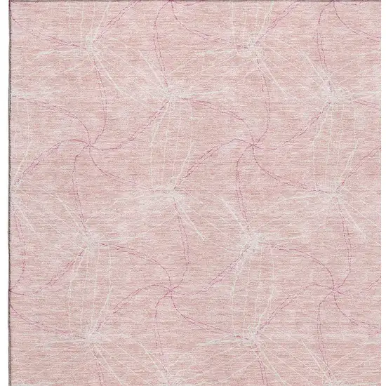 Pink And Ivory Geometric Washable Area Rug With UV Protection Photo 2