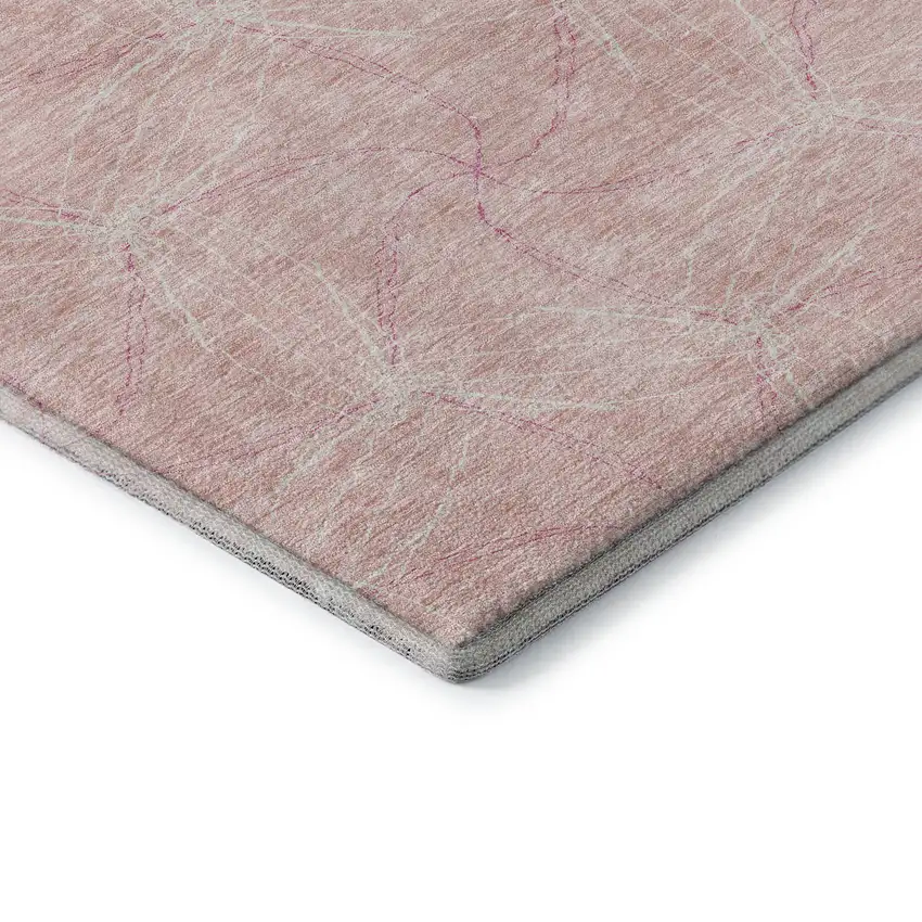 Pink And Ivory Geometric Washable Area Rug With UV Protection Photo 7