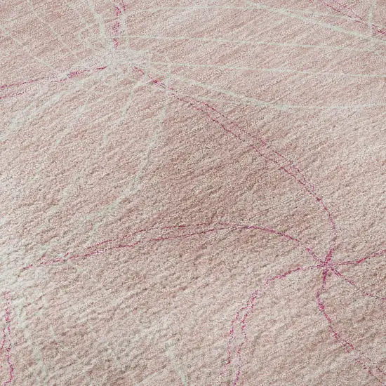 Pink And Ivory Geometric Washable Area Rug With UV Protection Photo 9