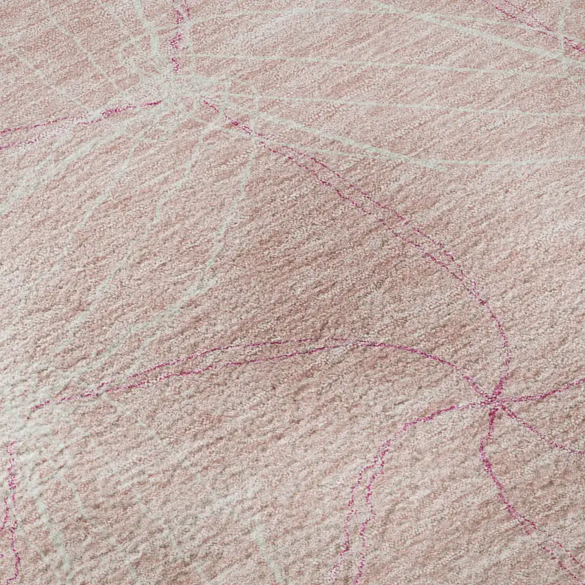 Pink And Ivory Geometric Washable Area Rug With UV Protection Photo 9