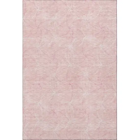 Pink And Ivory Geometric Washable Area Rug With UV Protection Photo 3