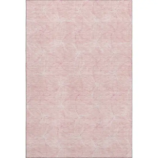 Pink And Ivory Geometric Washable Area Rug With UV Protection Photo 1