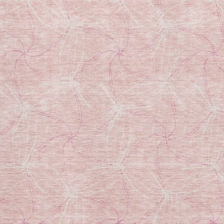 Pink And Ivory Geometric Washable Area Rug With UV Protection Photo 2