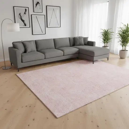 Pink And Ivory Geometric Washable Area Rug With UV Protection Photo 2