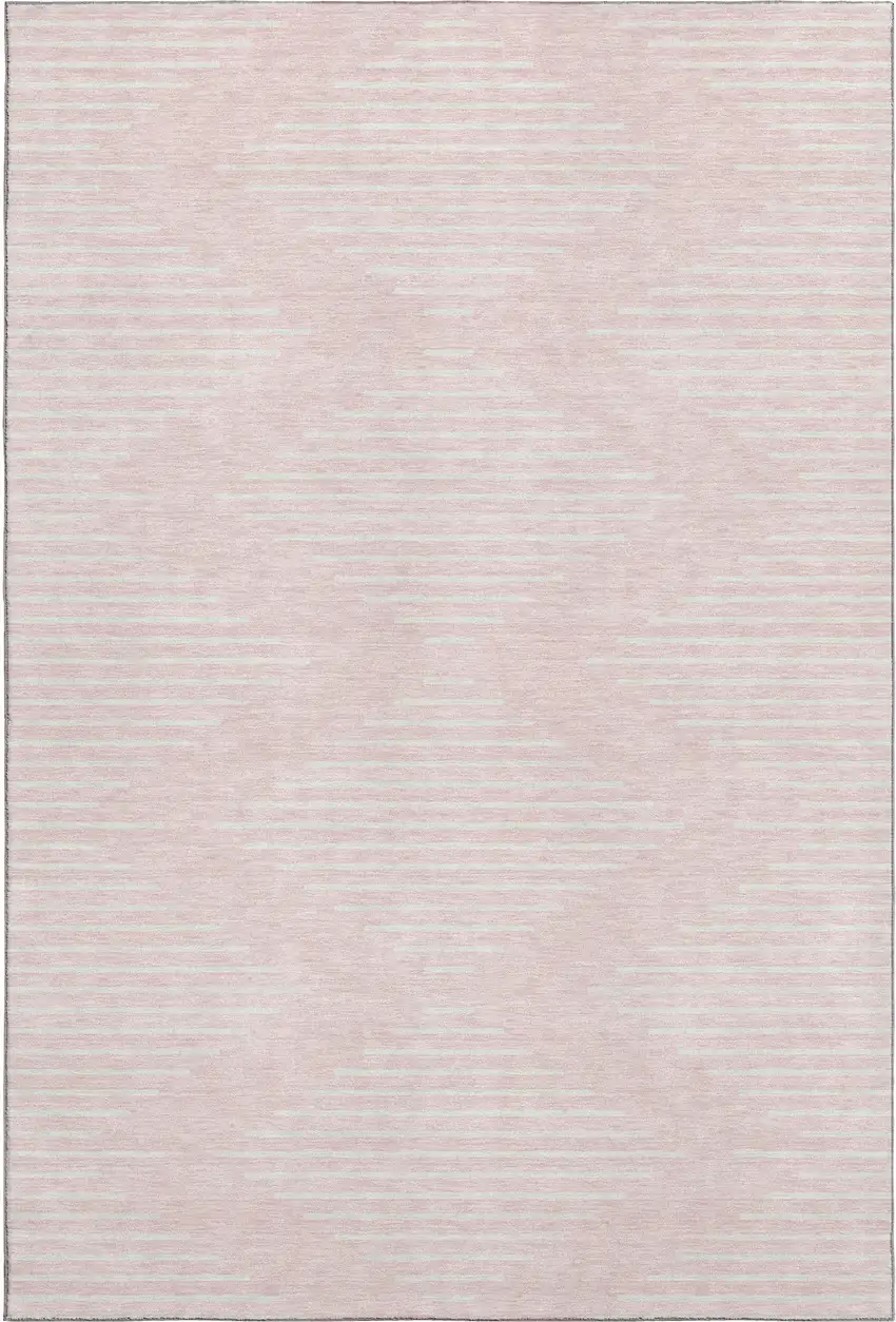 Pink And Ivory Geometric Washable Area Rug With UV Protection Photo 4