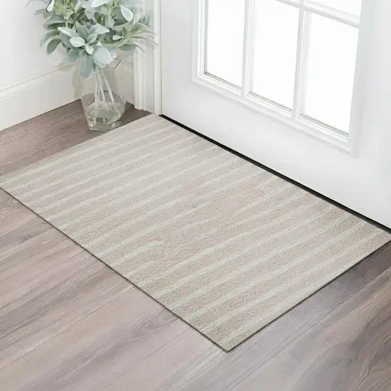 Pink And Ivory Geometric Washable Area Rug With UV Protection Photo 2