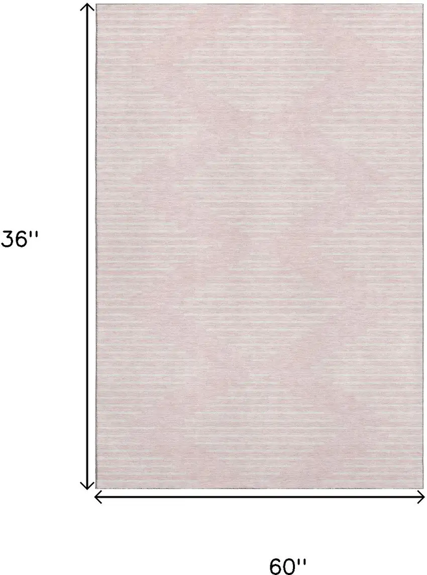 Pink And Ivory Geometric Washable Area Rug With UV Protection Photo 8