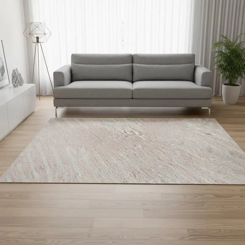 Pink And Ivory Geometric Washable Area Rug With UV Protection Photo 2