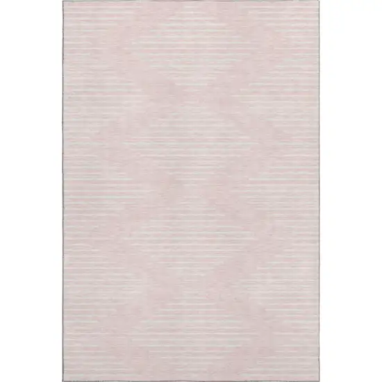 Pink And Ivory Geometric Washable Area Rug With UV Protection Photo 5