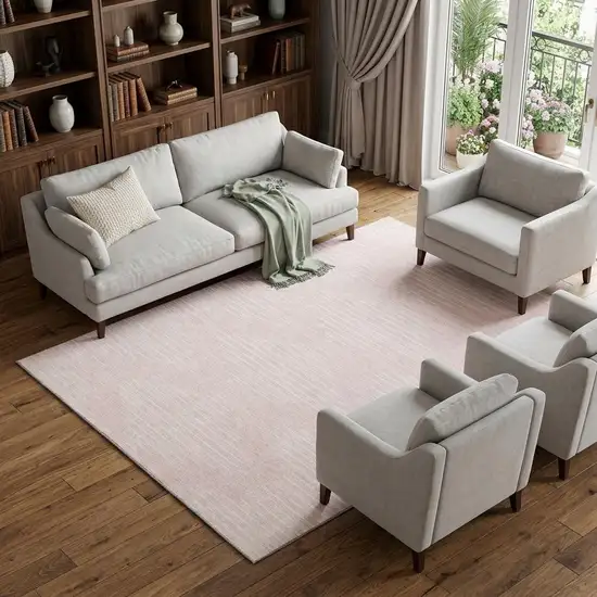 Pink And Ivory Geometric Washable Area Rug With UV Protection Photo 1