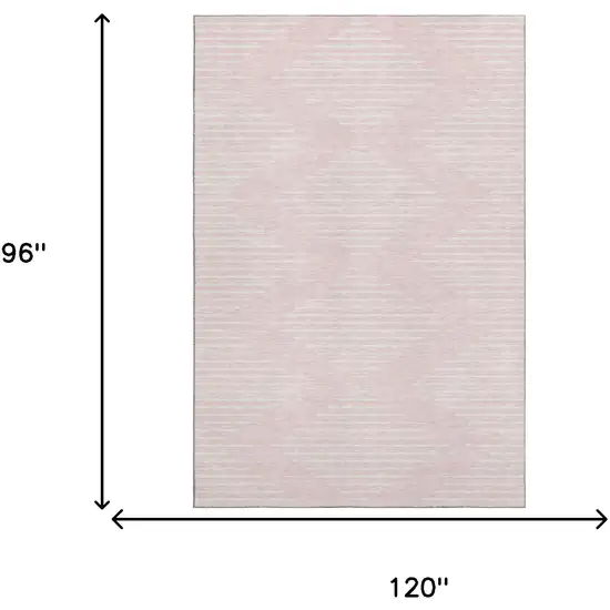 Pink And Ivory Geometric Washable Area Rug With UV Protection Photo 4