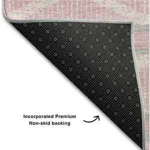 Photo of Pink And Ivory Geometric Washable Area Rug With UV Protection