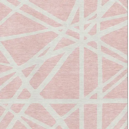 Pink And Ivory Geometric Washable Area Rug With UV Protection Photo 3