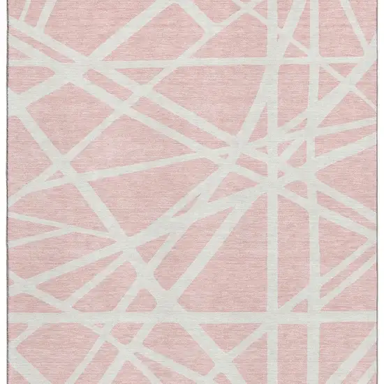 Pink And Ivory Geometric Washable Area Rug With UV Protection Photo 4