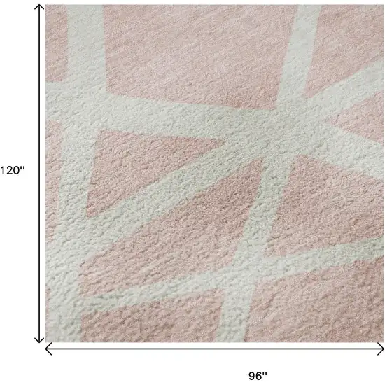 Pink And Ivory Geometric Washable Area Rug With UV Protection Photo 9