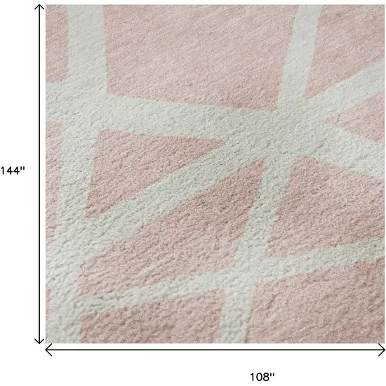Pink And Ivory Geometric Washable Area Rug With UV Protection Photo 9
