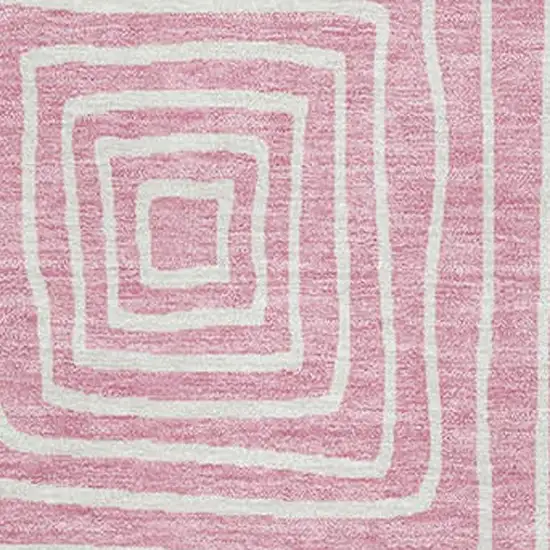Pink And Ivory Geometric Washable Area Rug With UV Protection Photo 2