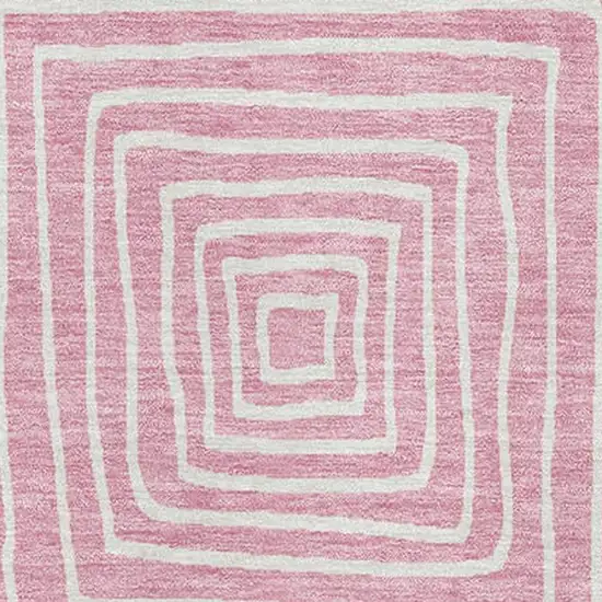 Pink And Ivory Geometric Washable Area Rug With UV Protection Photo 2