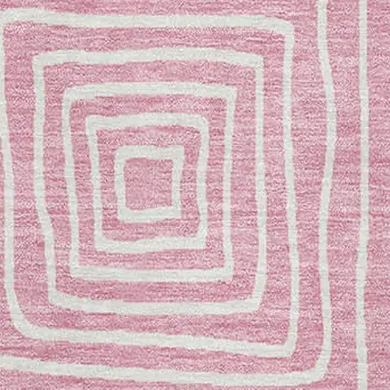 Pink And Ivory Geometric Washable Area Rug With UV Protection Photo 2