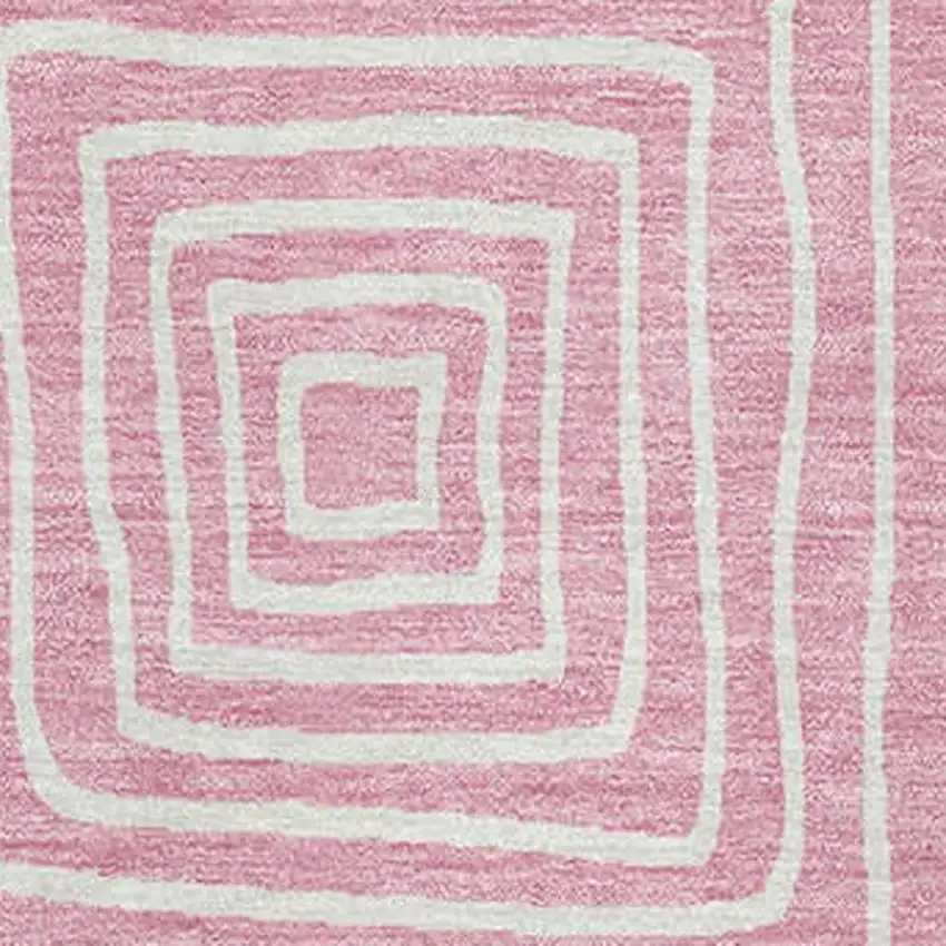 Pink And Ivory Geometric Washable Area Rug With UV Protection Photo 2