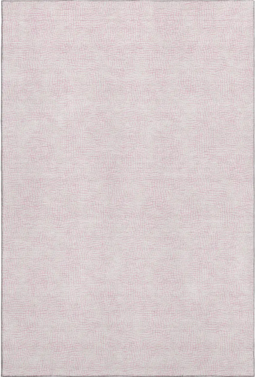 Pink And Ivory Geometric Washable Area Rug With UV Protection Photo 5