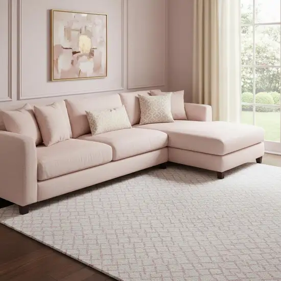 Pink And Ivory Geometric Washable Area Rug With UV Protection Photo 2