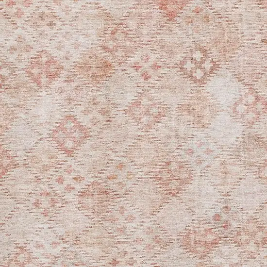 Pink And Ivory Geometric Washable Area Rug With UV Protection Photo 3