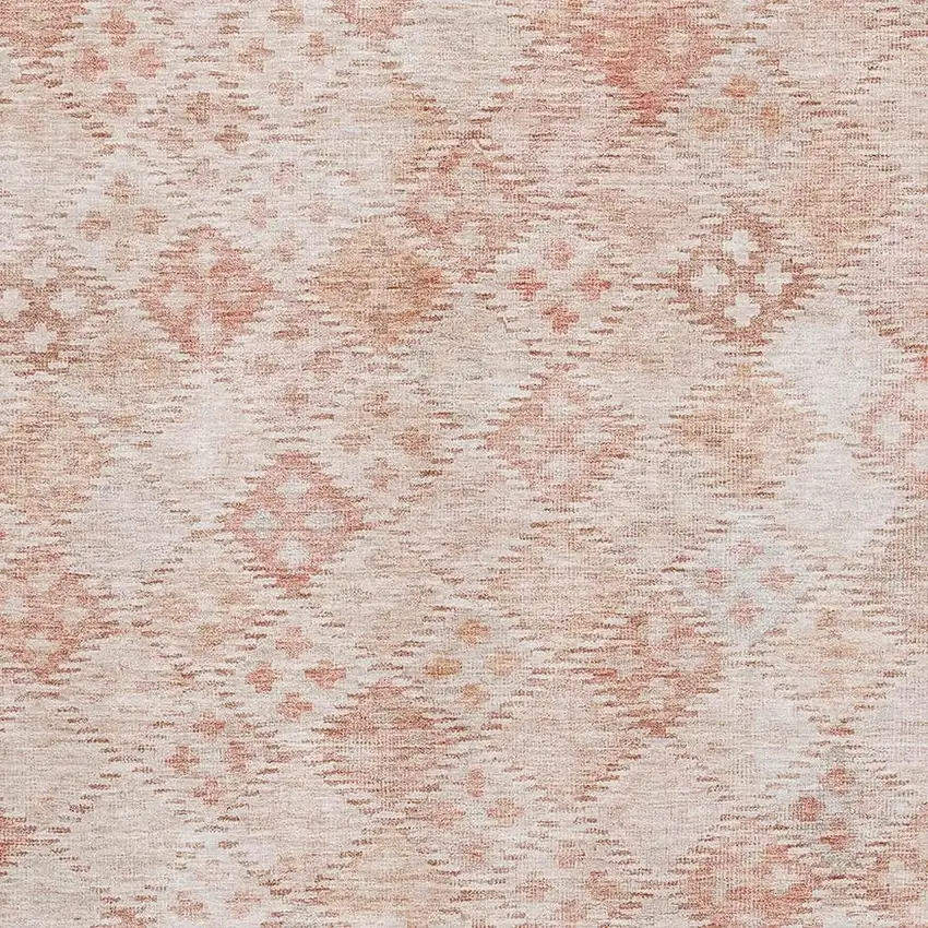 Pink And Ivory Geometric Washable Area Rug With UV Protection Photo 7
