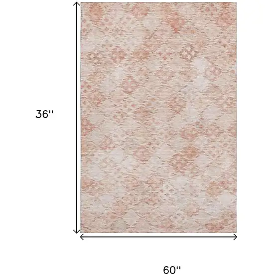 Pink And Ivory Geometric Washable Area Rug With UV Protection Photo 6