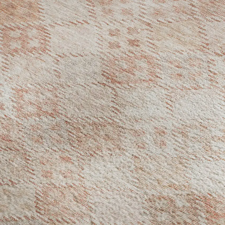 Pink And Ivory Geometric Washable Area Rug With UV Protection Photo 3