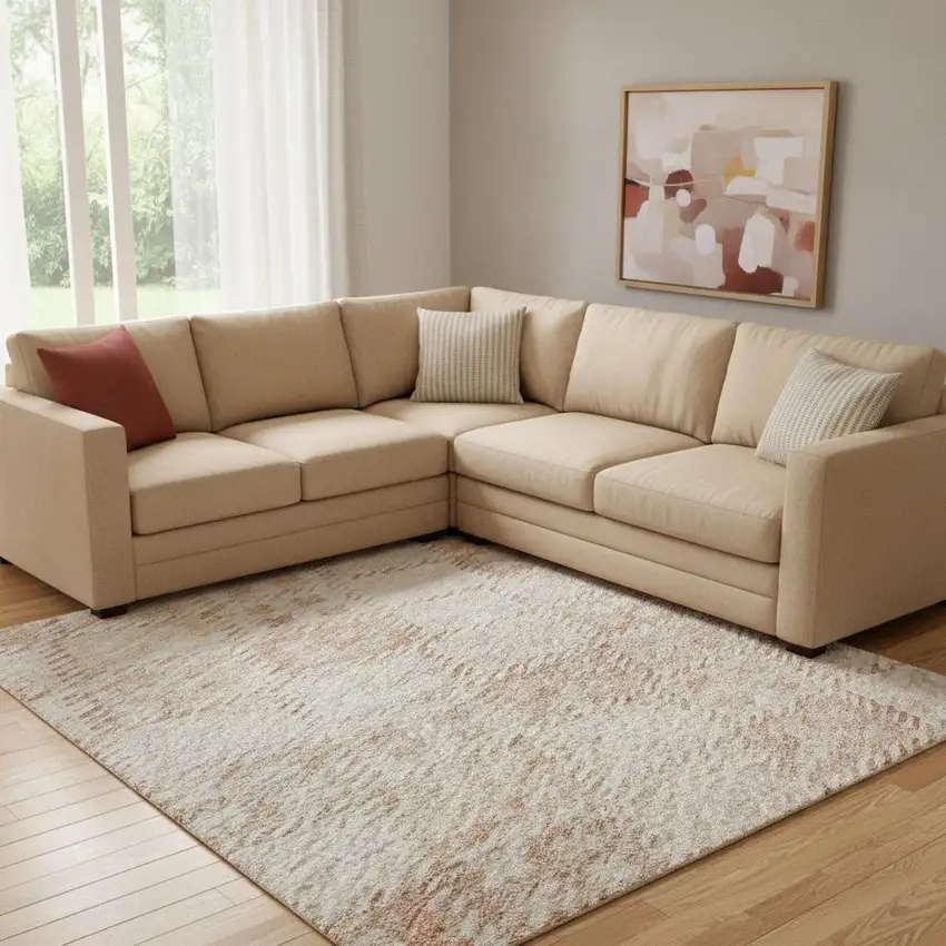 Pink And Ivory Geometric Washable Area Rug With UV Protection Photo 2