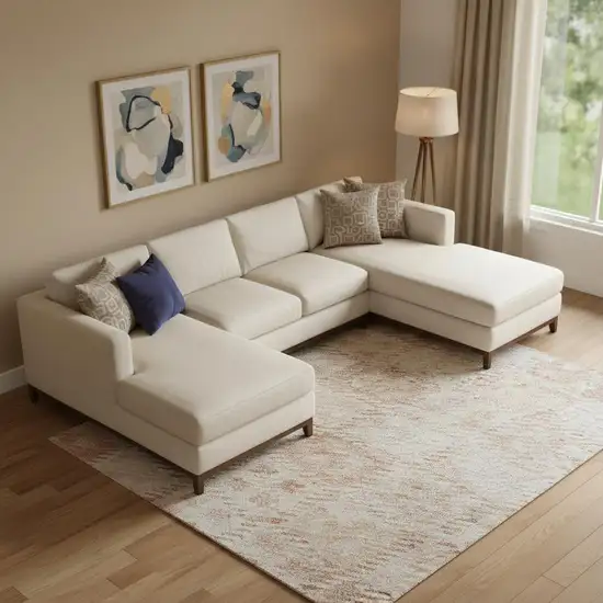 Pink And Ivory Geometric Washable Area Rug With UV Protection Photo 2