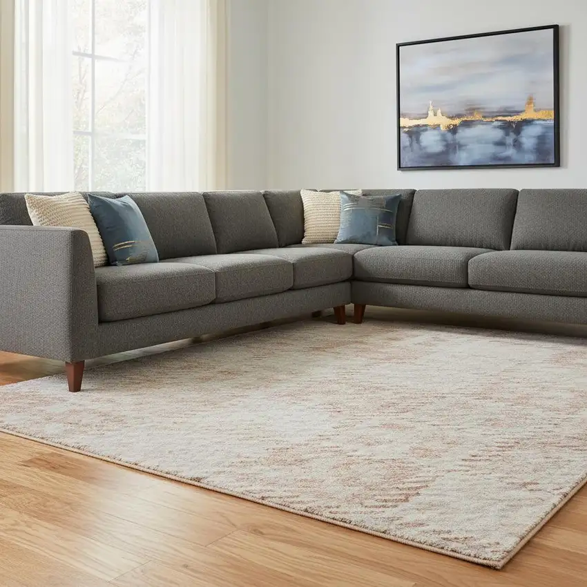 Pink And Ivory Geometric Washable Area Rug With UV Protection Photo 2