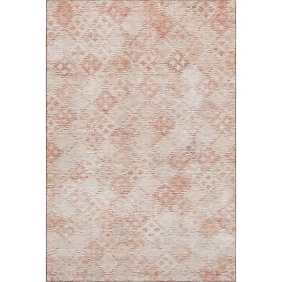 Pink And Ivory Geometric Washable Area Rug With UV Protection Photo 5