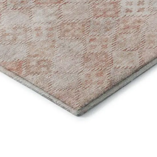 Pink And Ivory Geometric Washable Area Rug With UV Protection Photo 7