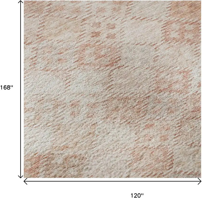 Pink And Ivory Geometric Washable Area Rug With UV Protection Photo 9