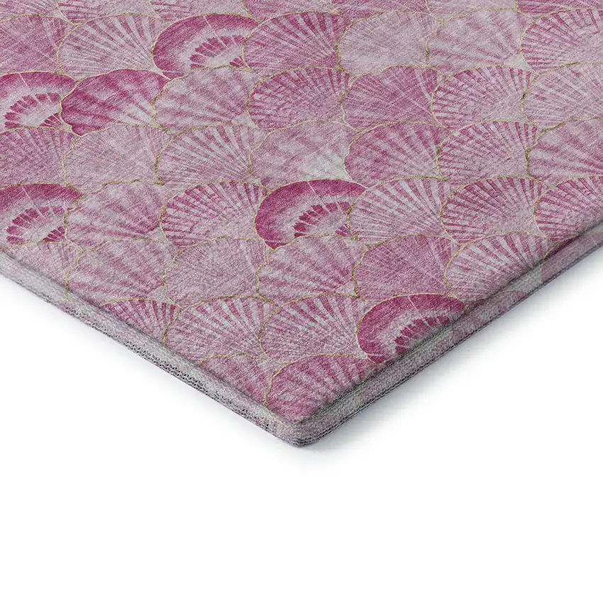 Pink And Ivory Geometric Washable Area Rug With UV Protection Photo 7