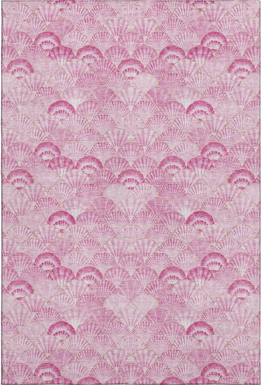 Pink And Ivory Geometric Washable Area Rug With UV Protection Photo 2