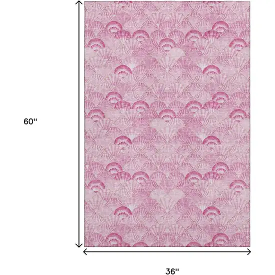 Pink And Ivory Geometric Washable Area Rug With UV Protection Photo 3