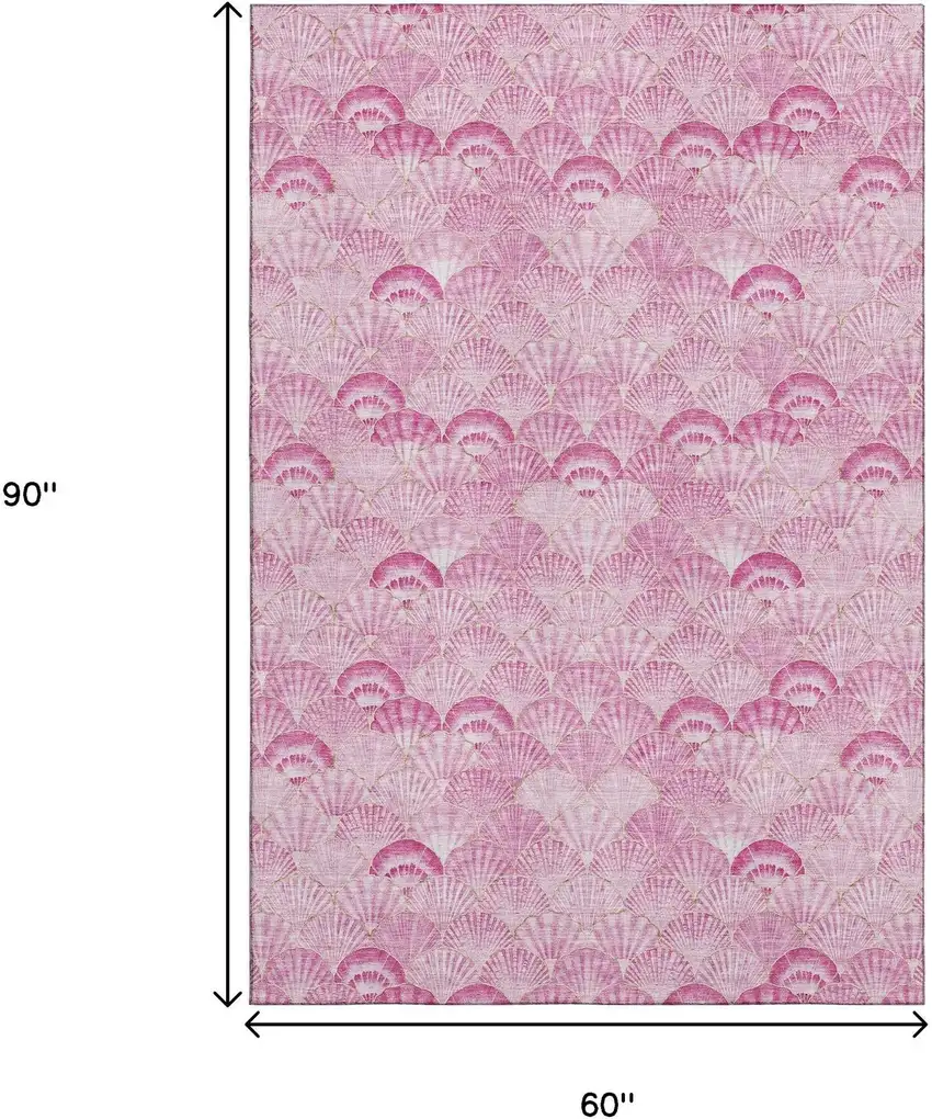 Pink And Ivory Geometric Washable Area Rug With UV Protection Photo 3