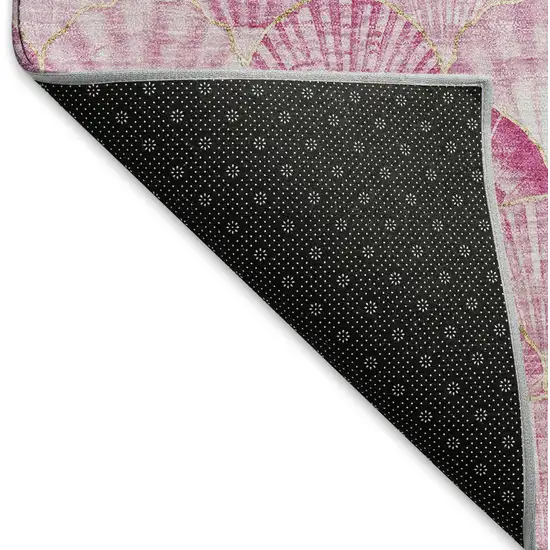 Pink And Ivory Geometric Washable Area Rug With UV Protection Photo 6