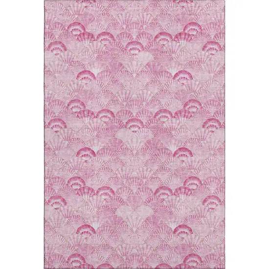 Pink And Ivory Geometric Washable Area Rug With UV Protection Photo 2