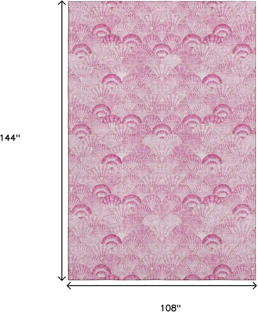 Pink And Ivory Geometric Washable Area Rug With UV Protection Photo 3