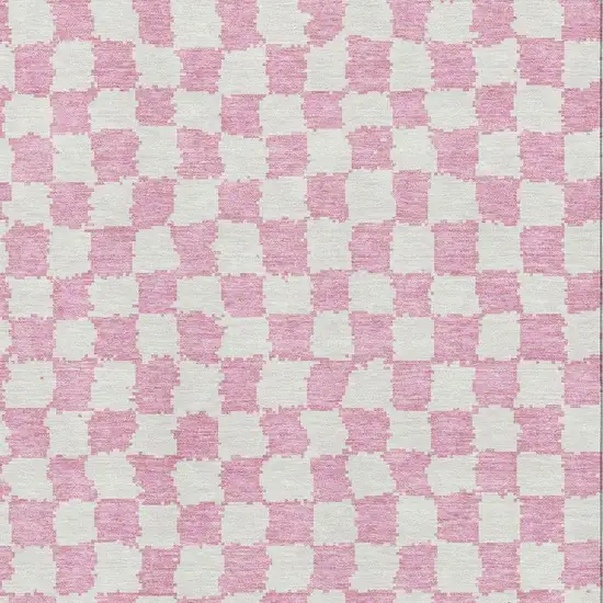 Pink And Ivory Geometric Washable Area Rug With UV Protection Photo 3