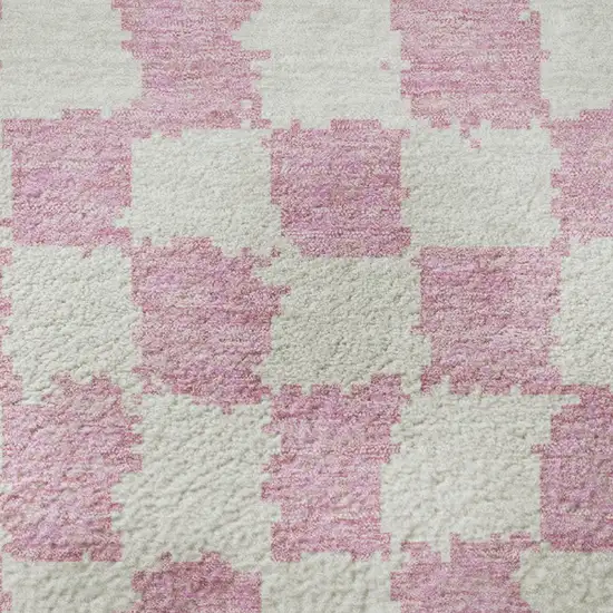 Pink And Ivory Geometric Washable Area Rug With UV Protection Photo 8